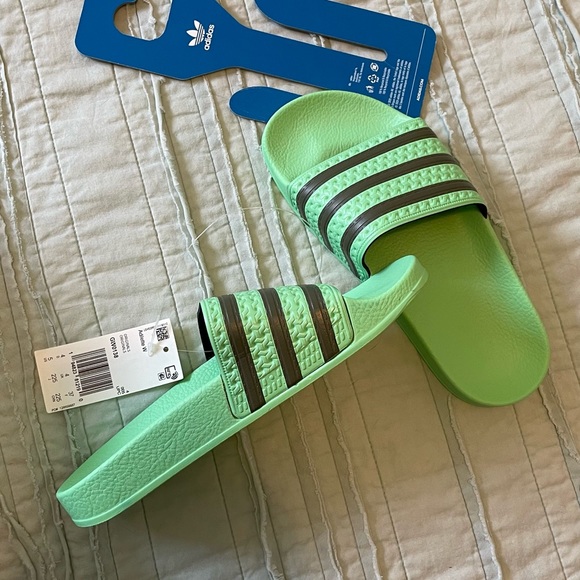 Adidas Original Adilette Slides. Size 5 womens. Mint and gray/brown. - Picture 3 of 3